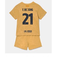 Barcelona Frenkie de Jong #21 Bortaställ Barn 2022-23 Korta ärmar (+ Korta byxor)